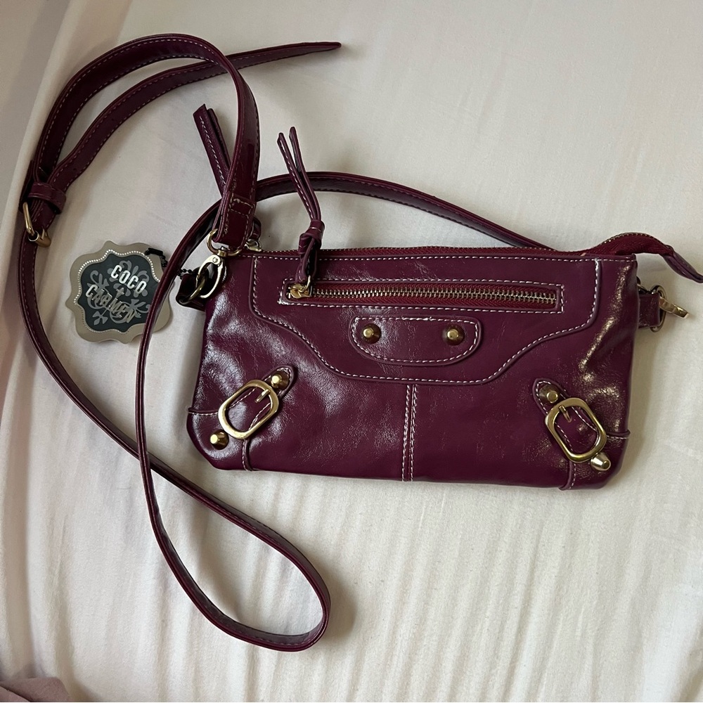 NWT Cocoa + Carmen plum crossbody/clutch 10x5.5